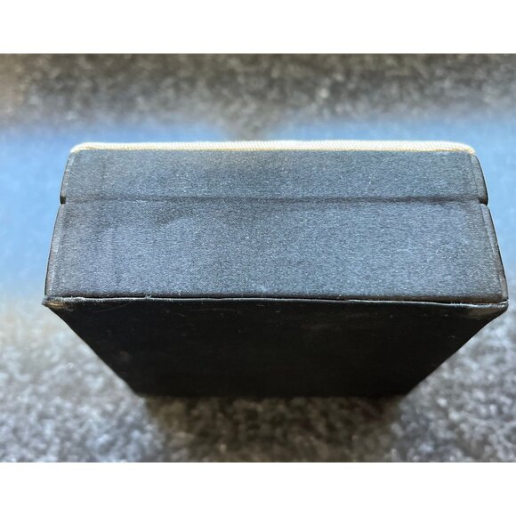 Vtg Handmade Zebra Petit Pointe Black Satin Trinket Box Attached Lid 3 1/2" - Picture 8 of 8